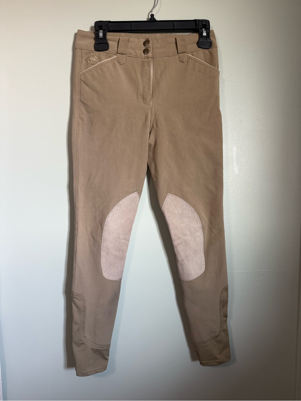 Piper Girl’s Tan Horse Riding Breeches with Light Beige Knee Patches